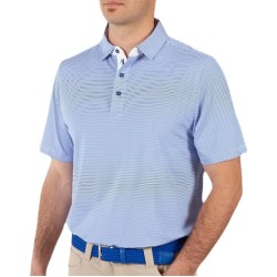 Golf Apparel - Jersey 2X2 Feed Mini Feeding Striped Moisture Wicking Short Sleeve Sports Polo Shirt for men